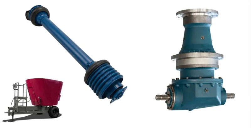 PTO shaft for vertical feed mixer gearbox — CE-rated telescopic overrunning clutch shaft for TMR vertical auger drive