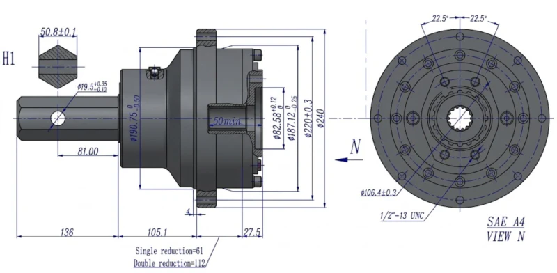 Model 4 Flanged Output Planetary Gearbox Structure
