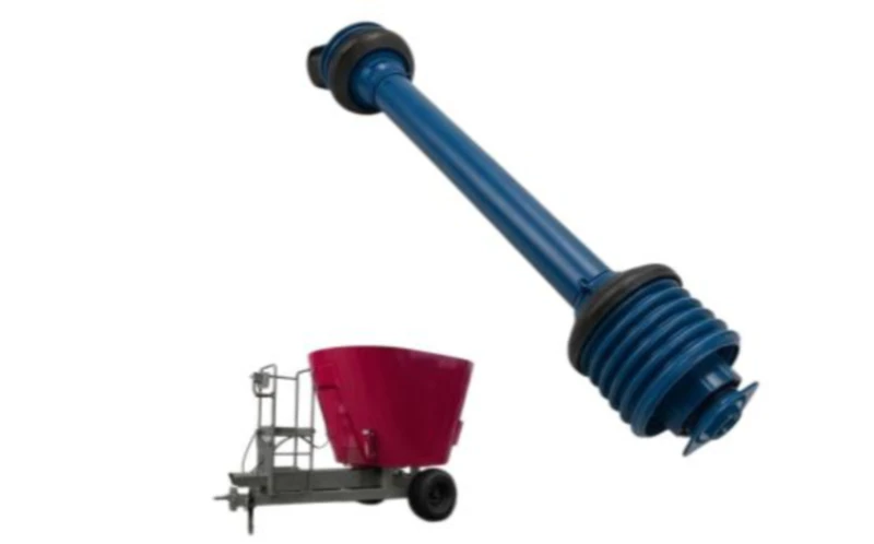 PTO shaft compatible with horizontal feed mixer planetary gearbox