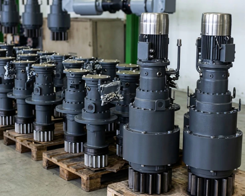 Wind Turbine Planetary Gearbox with Electric Motor Assembly Wind turbine planetary gearbox assembled with IEC electric motor